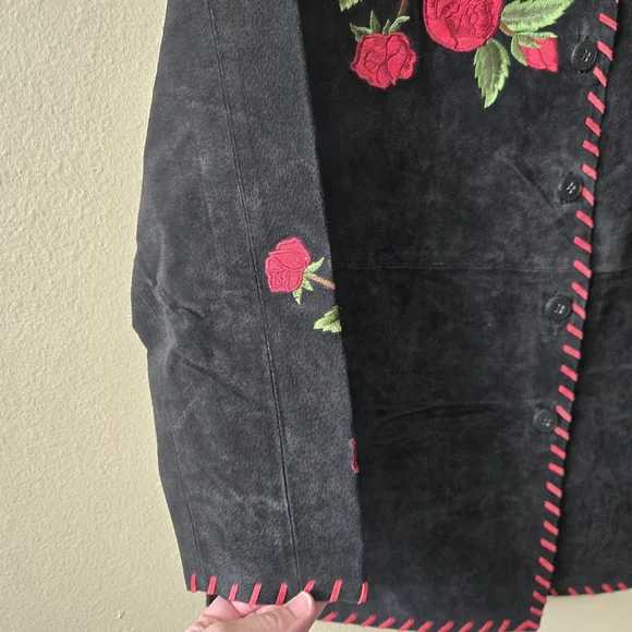 QUACKER FACTORY XS Black Leather Jacket Embroidered Biker Romantic Western NWT - Picture 4 of 14